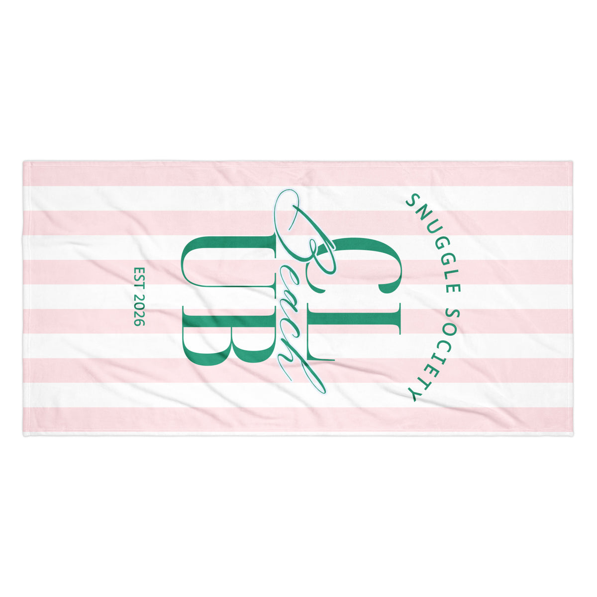 Oversized green beach towel with absorbent terry backing
