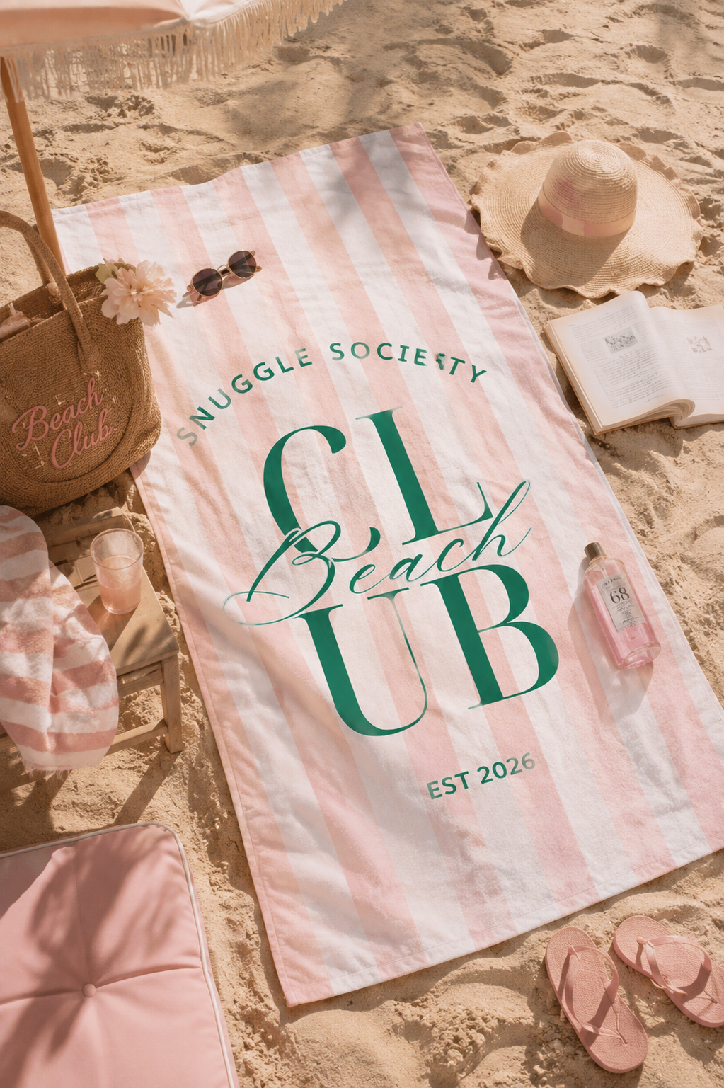 Green oversized Snuggle Society Beach Club towel