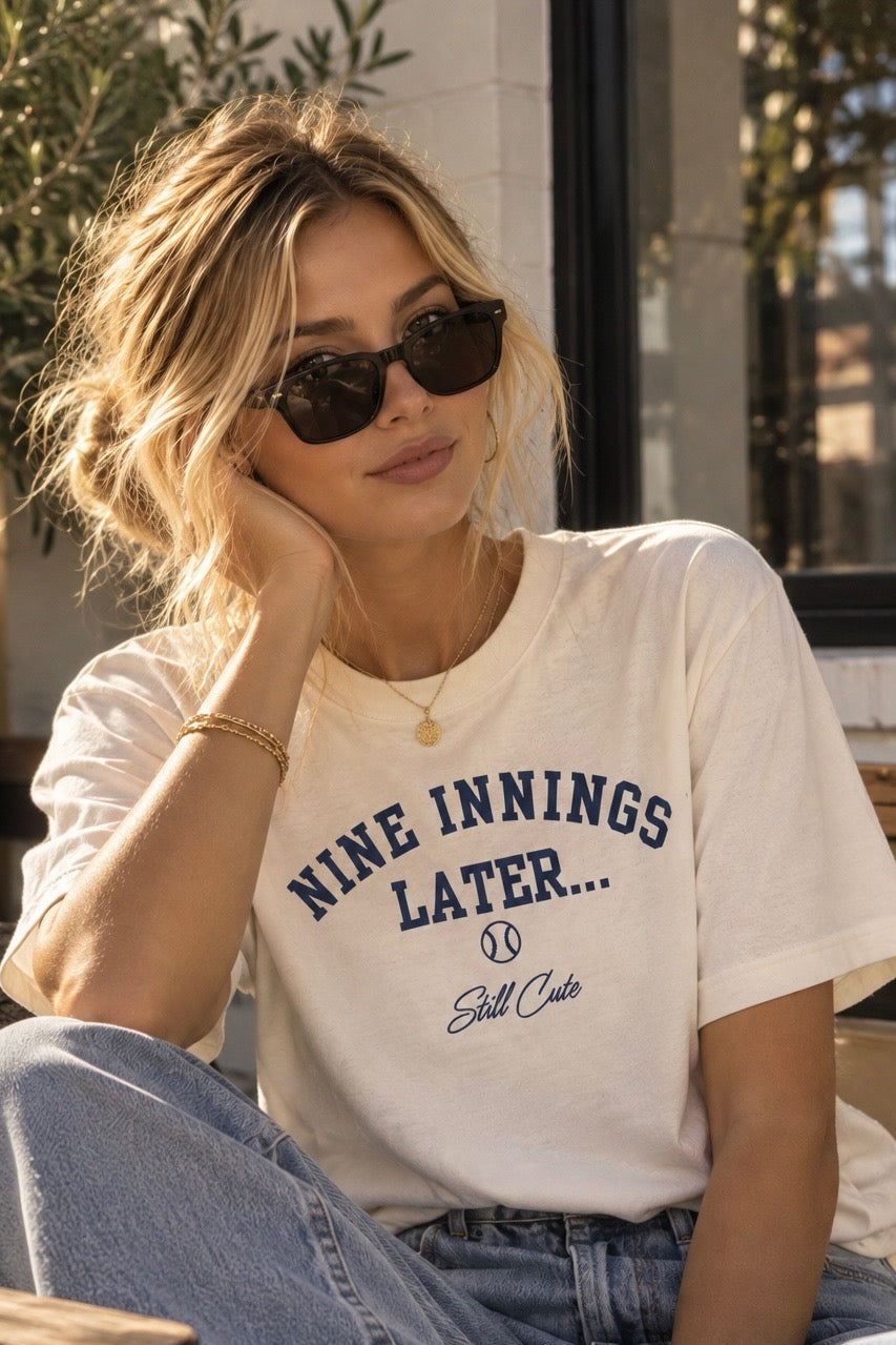 Nine Innings Later Heavyweight Tee – Cream/Navy