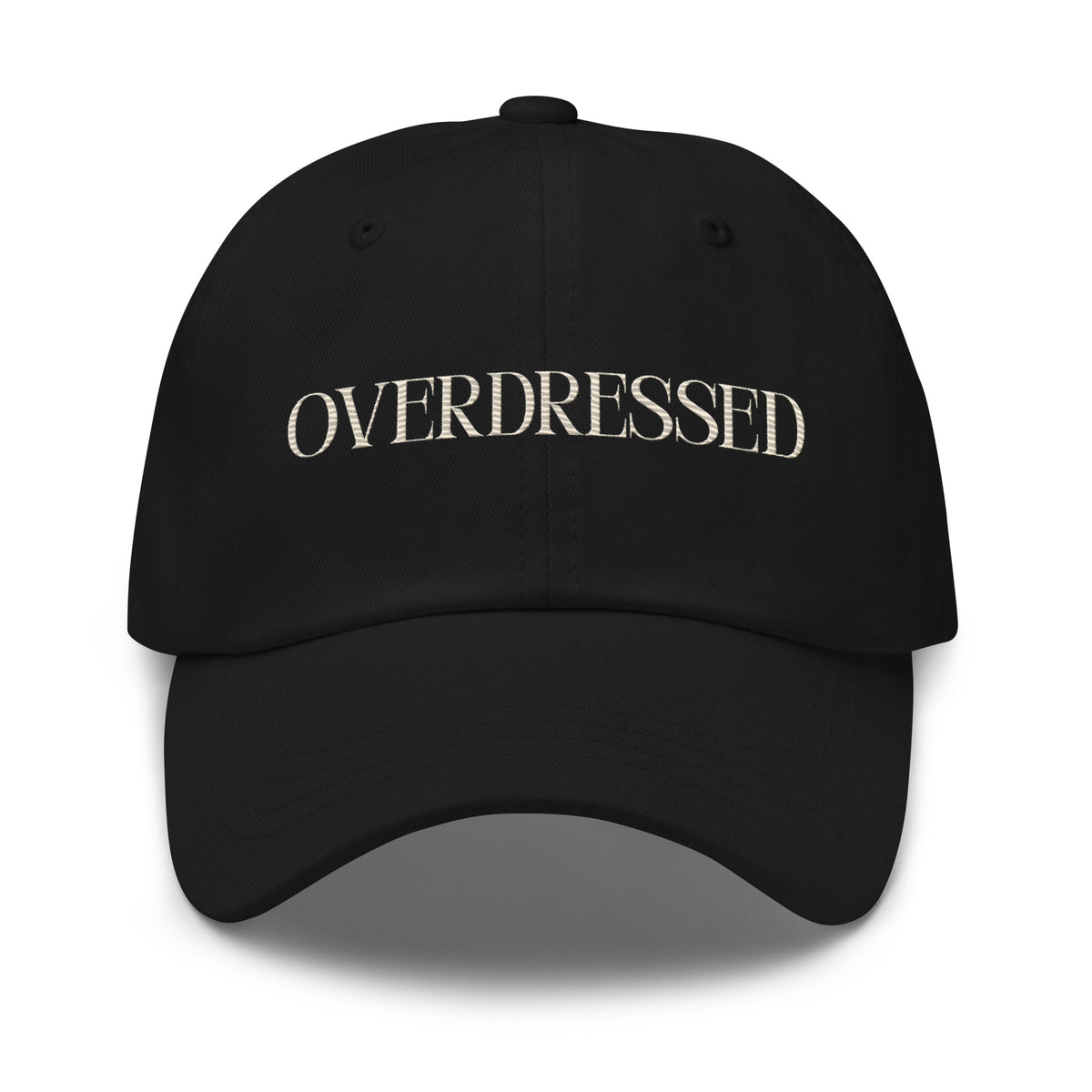 Black embroidered Overdressed dad hat for women